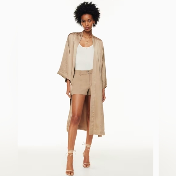 Wilfred Aritzia | Monody Satin Robe | Black Satin Wrap Jacket | Full Length | SM - Picture 7 of 9